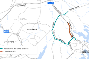 The alternative route on map.