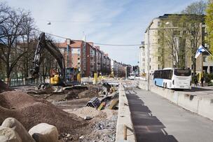Hämeentie roadwork site.