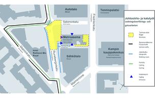 Liikennejärjestelyiden muutokset kartalla.