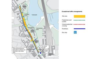 Map of routes. Mannerheimintie, phase 1.