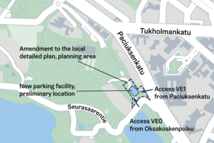 The location of the parking facility on a map.