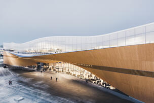 Winter exterior view of the Central Library Oodi