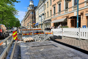 Työmaa Pohjoisesplanadilla.