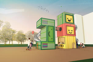 Illustration of the upcoming main play equipment in the playground.