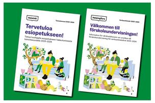 Kuvituskuva suomenkielisen ja ruotsinkielisen oppaan kannesta. 