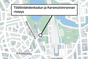 Risteyksen sijainti kartalla.