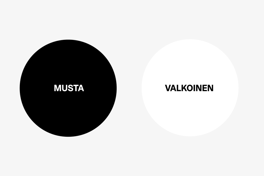 Musta ja valkoinen väri opasteissa 