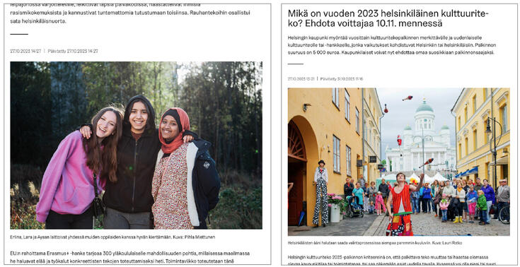 Esimerkkejä valokuvien käytöstä.