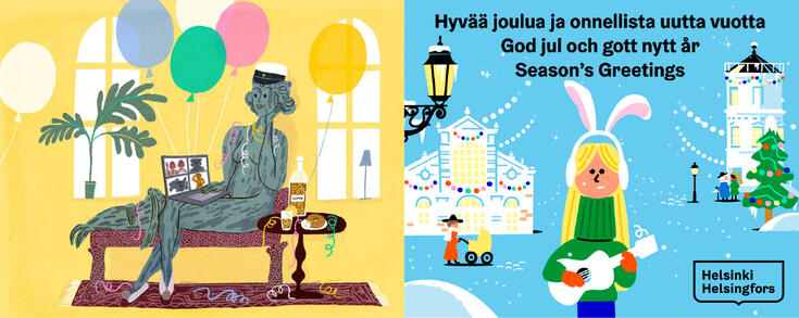 Kuvitus Mantasta ja jouluaiheinen kuvitus.
