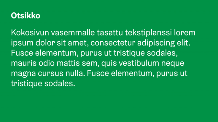 Videon koko sivun planssi, jossa otsikko tasattu vasemmalle.
